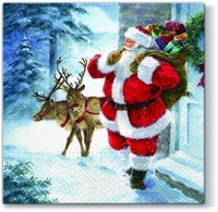 20 Servietten Santa Is Coming Weihnachtsmann Geschenke Rentiere Deko 33X33Cm