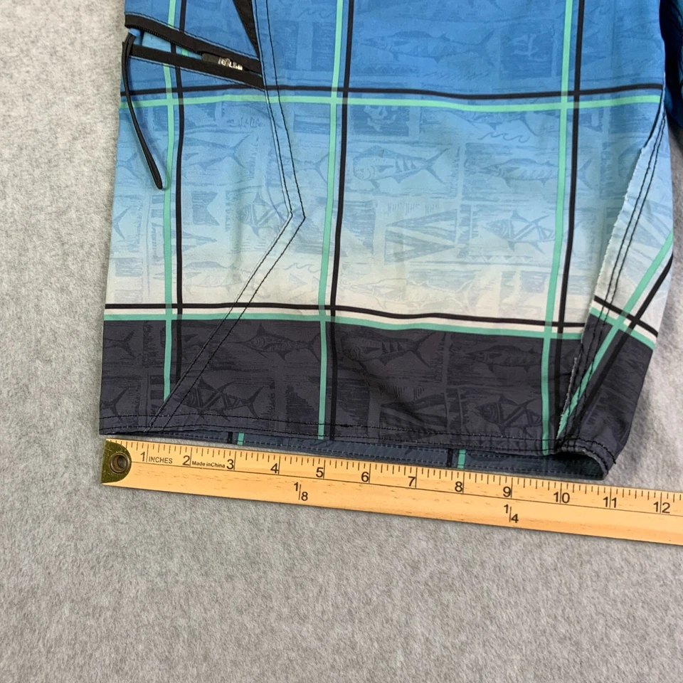 Bañador Salt Life SLX-QD para hombre 34 azul a cuadros vapor elástico tabla pantalones cortos para hombre Foto 2 de 4