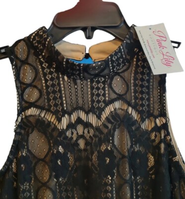 Andree By Unit Women's Dress Black Lace Lined Sz 8 Medium Sleeveless Choker  New | eBay