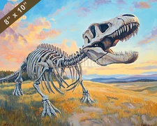Dinosaur fossil beds oil painting 8x10 Print