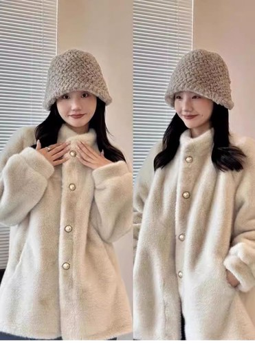 Mink Fur Coat Women's Winter New Loose Thickened Fur Plush Jackets Overcoats New - Picture 13 of 20
