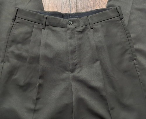 Bill Blass Loden grün Anzughose Herren 36 x 32 plissiert vorne Poly/Rayon Mischung - Bild 3 von 14