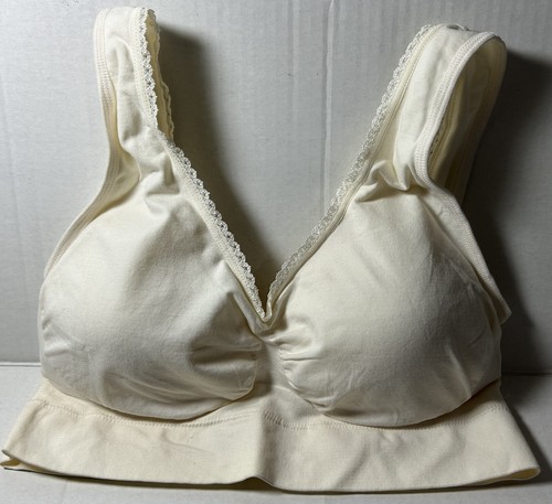 New women Genie Bra with lace trimming Large eggshell removable pads Wireless - Picture 5 of 5