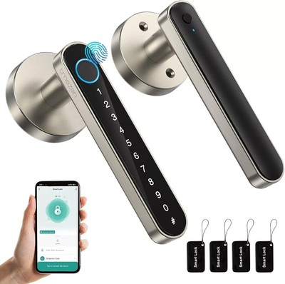 Smart Door Lock Handle, Key/Fingerprint/Password/APP Control Door