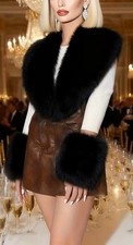 Faux Fur Collar With Cuff Combo In Black