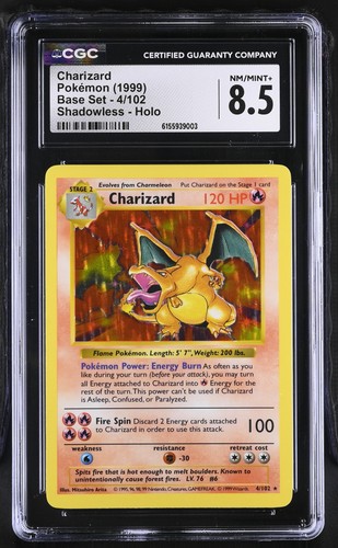 Charizard (Shadowless) graded CGC 8.5 for sale on eBay
