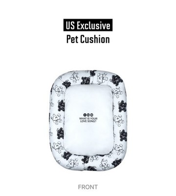 BTS ARIRANG US Exclusive Pet Cushion Dog Bed, White/Black Print Cushion Bed