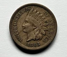 1863 Indian Head Cent, Copper-Nickel, Very Fine, Nice Coin for Year or Type Set