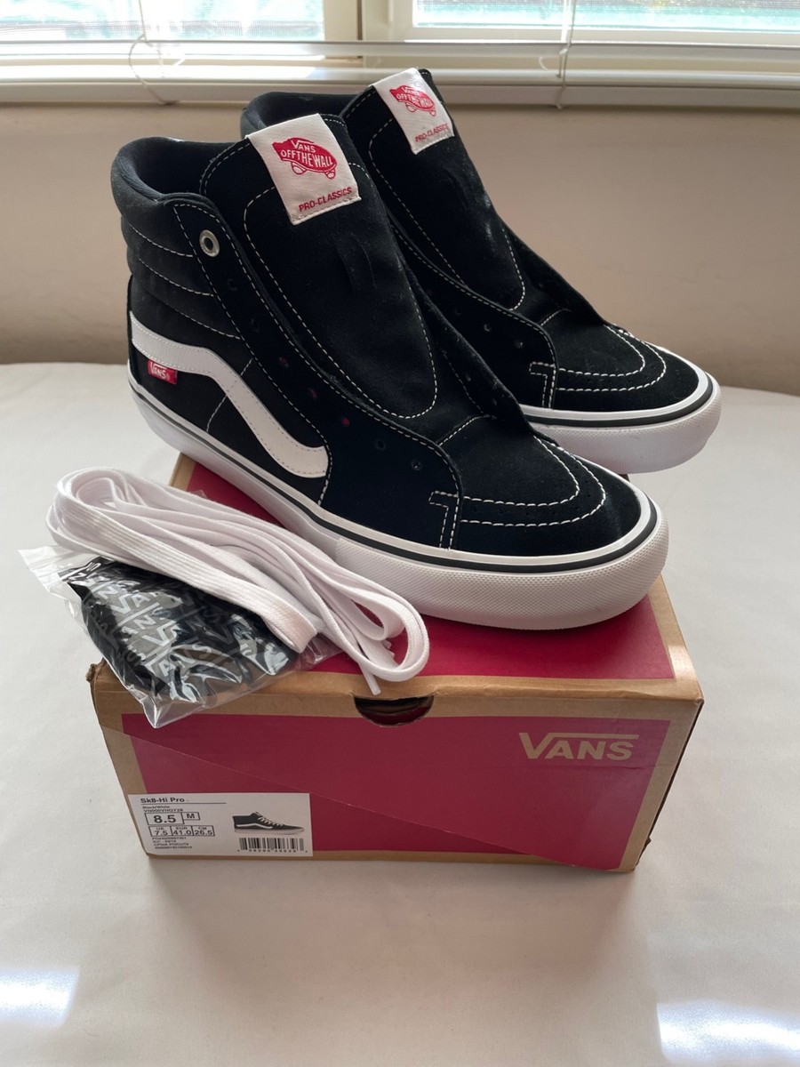 Men's 8.5 Women's 10 - VANS Sk8 Hi Pro Black/White *Very RARE* New