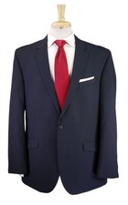 Kenneth Cole Mens Navy Blue Thin Striped 2-Btn Modern Fit Suit 46R