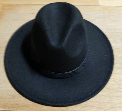 Cutely Covered Womens One Size Black Wide Brim Felt Fedora