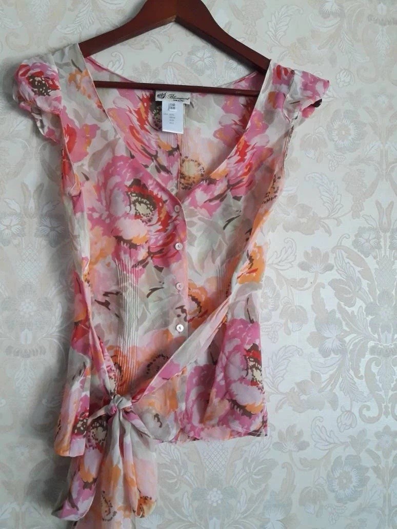 Blusa Vintage Blumarine Top Floral Gasa Rosa