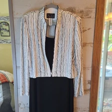 Alex Elegant Black Dress With Sparkly/ Bling Jacket Women's Sz 12