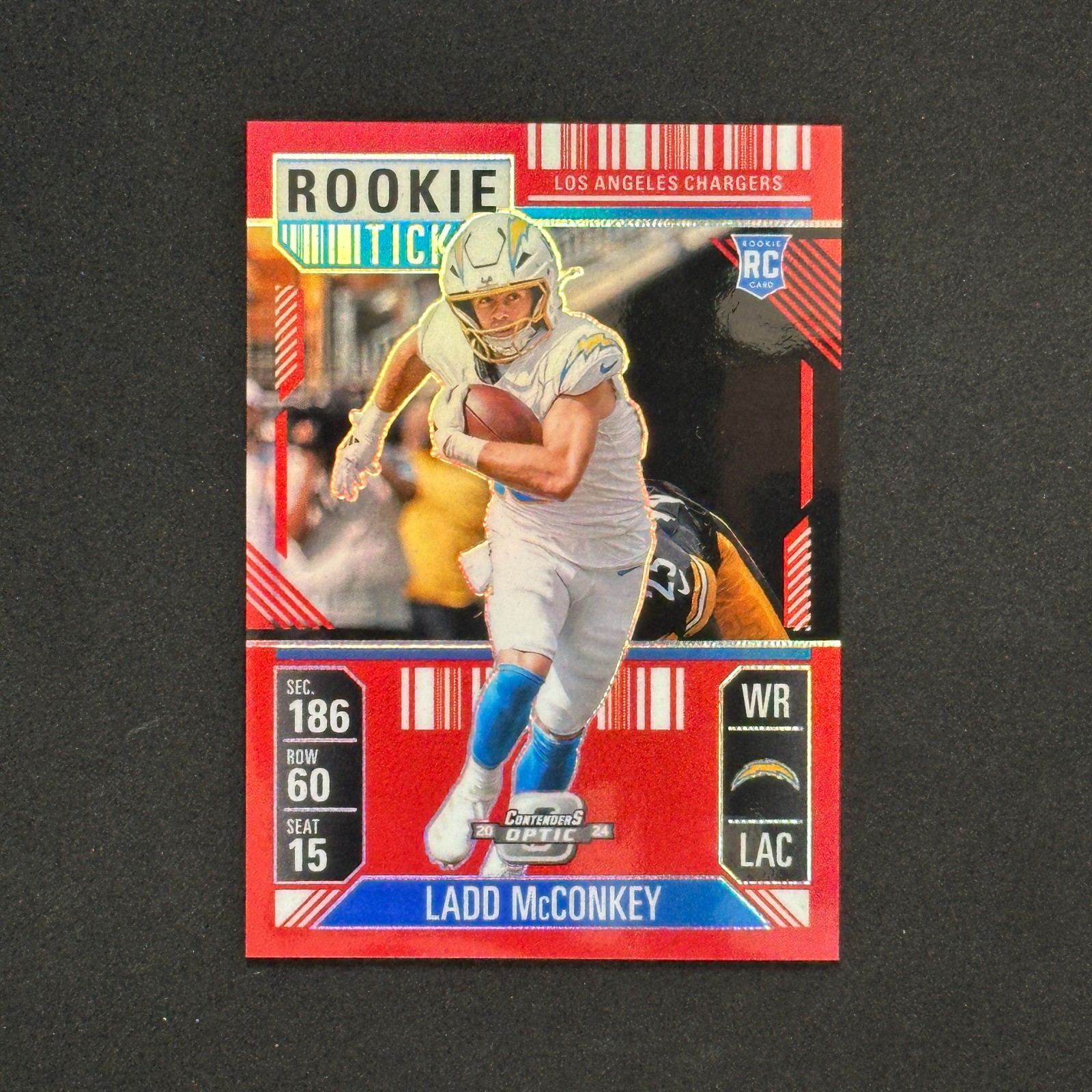 2024 Panini Contenders Optic Ladd McConkey Red 020/199 #82