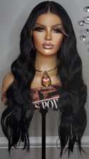 New Long Black Curly Loose Wavy Style Lace Front Wig Womens Fashion Hair Wigs