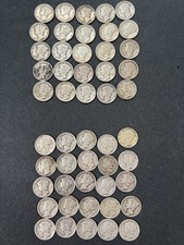 90% Silver Mercury Dimes ? Lot Of 51 Coins per Tube ? 3.61 ozt ASW Over $5 Face