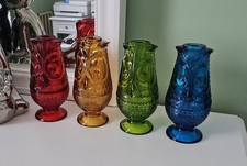 Viking Bluenique Owl Fairy Lamp Vintage Glass Blue Turquoise