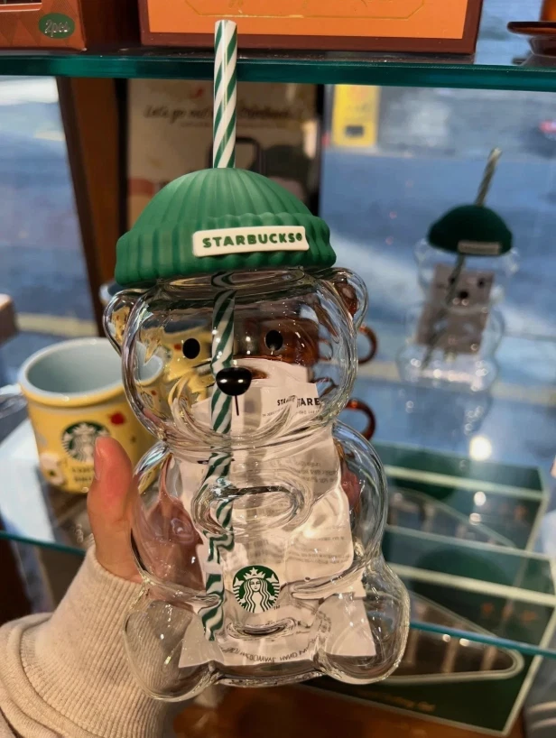 Tarro de vidrio Starbucks Bearista Bearista Bear taza fría con pajita Foto 3 de 4