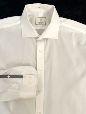 Todd Snyder Men's Slim Fit White 2 Ply Cotton  Dress Shirt 16 Made in Portugal