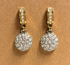 Orecchini Swarovski mezzo cerchio sfere pendenti goccia tono oro post firmati cigno