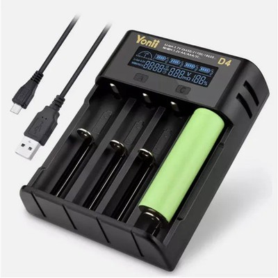 YONII 4-Slot USB LCD Smart Ladegerät für AA AAA NiMH Li-ion 2025
