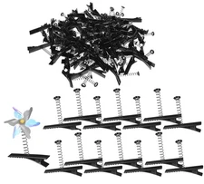 100pcs Metal Duck Bill Hair Clips With Spring,Diy Black Alligator Clips With ...