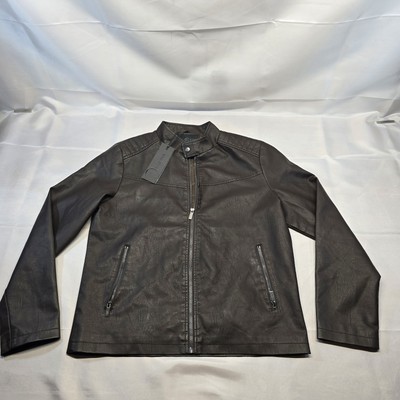 Soul Star England Faux Leather Jacket Men Size Large Brown