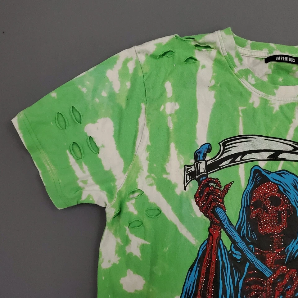 Camisa Imperious Para Hombres Mediana M Manga Corta Parca Envejecida Tie Dye Verde Foto 4 de 4
