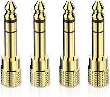 DigitConvert 6.35mm 1/4 inch Male to 3.5mm 1/8 Female 4 Pcs, Gold-4P
