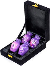 Keepsake Urns Small for Human Ashes Set of 4 Mini Funeral Cremation Pot with V