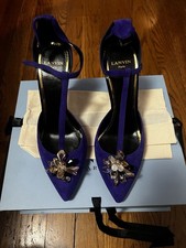 Lanvin Suede Crystal High Heel Sandals NWB Size 40