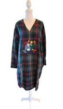 Vintage Plaid Flannel Nightgown Disney Store Eeyore Tigger OS Red Green Blue Mid