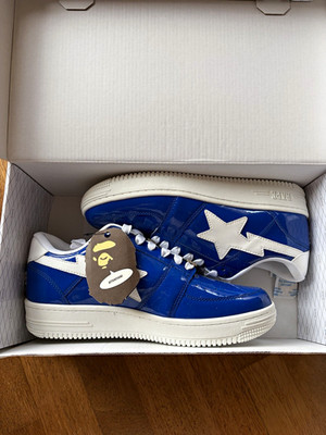 A Bathing Ape BAPE STA Sneaker Low Top Schnürung Blau/Weiß EU 43 Neu Box