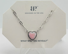Bomb Party Heart Necklace Hearts On Fire Peach Ice Crystal Rhodium Rbp6584