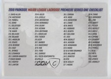 2019 Parkside Major League Lacrosse Checklist 0o1d