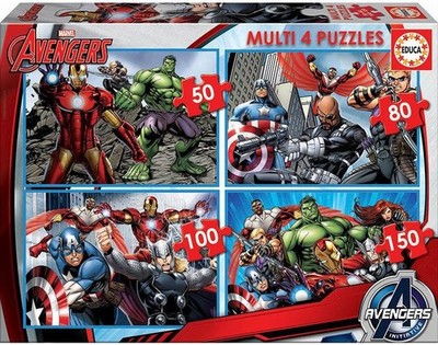 NEW EDUCA Jigsaw Puzzle 4 in 1 (50 80 100 150) Pieces Marvel Avengers