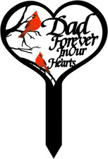 Heart-Shaped Memorial Grave Marker with Cardinal Garden Stake for Cemetery