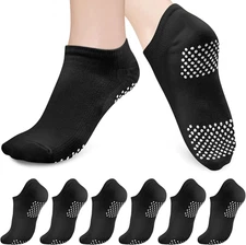 Pilates Grip Socks for Women: 6 Pairs Non Slip Yoga Socks for Workout Hospital H