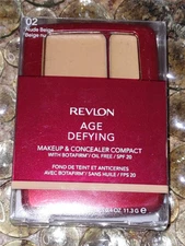 Revlon Age Defying Makeup & Concealer Compact SPF 20 .4 Oz #02 NUDE BEIGE New