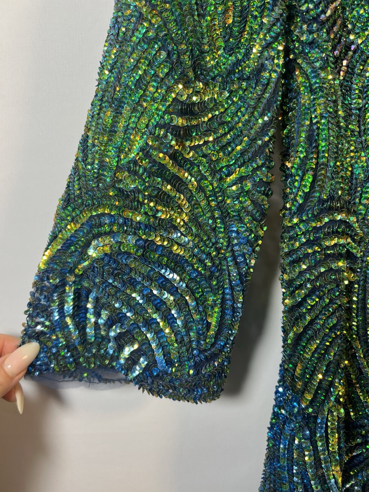 Very Rare Jenny Packham blue green embellished mini dress UK10 runs smaller image 2