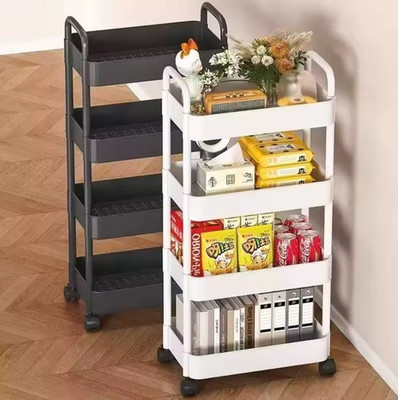 Trolley with Handlebar and Rack, Floor-Standing, Multi-Layer for kitchen Snacks
