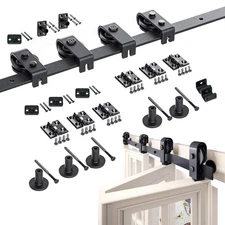 76in Bifold Sliding Door Track,Sliding barn door hardware kit,Black,Brand New---