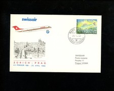 Postal History Liechtenstein #867 Air First Flight SWISSAIR 1988 Czechoslovakia