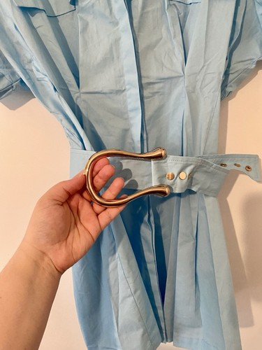 Abito mini camicia stile western con cintura blu La’ Ros taglia media nuovo con etichetta - Foto 2 di 6