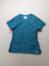 Skechers Barco Women Scrub Top M Teal Uniform Logo V Neck Raglan Sleeve Workwear