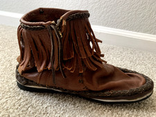 One of a Kind Handmade Leather Fringe Moccasin Booties