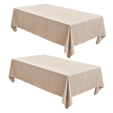 Faux Linen Table Clothes 60 x 84 Inch - 2 Pack 60" x 84" 2 Pack Beige