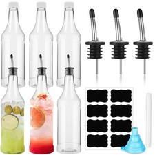 12 Pieces 32 oz Plastic Long Neck Bottles with Pourer and Caps Plastic Juice ...