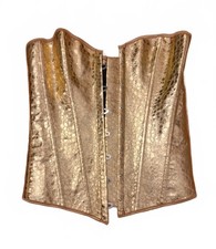 Gold Metallic Corset with Lace-Up Back, Size Medium