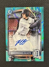 2025 Bowman Draft, Michael Oliveto 1st Bowman, Aqua Lava Refractor Auto /199